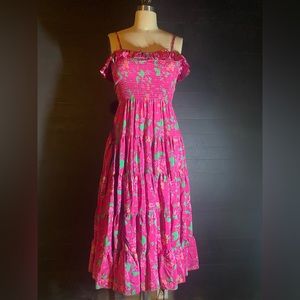 S Floral Fuchsia Silk Betsy’s Johnson Summer Dress